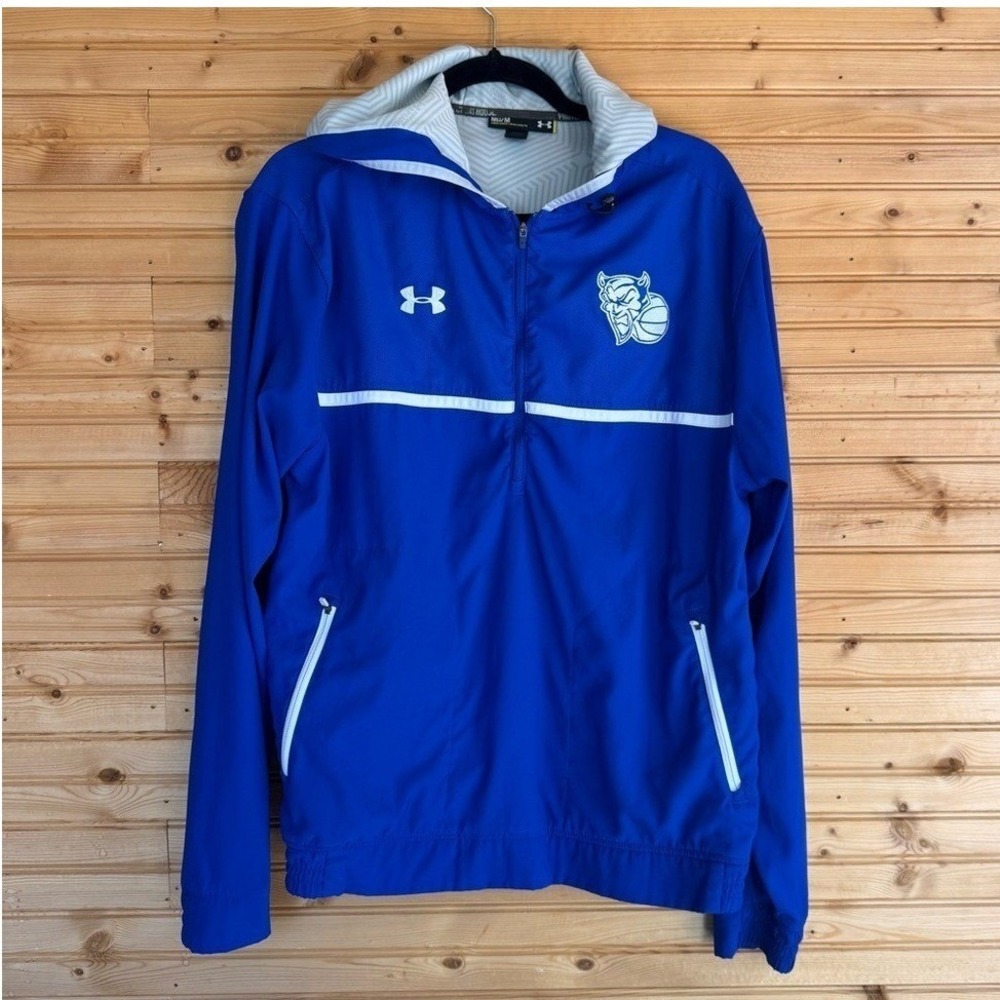 Under Armour Jacket Blue Demon Devil Medium Hood Zip Basketball Royal Blue